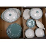 A collection of Royal Doulton Queens Lace patterned dinner ware: To include tureens,