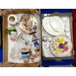 Collection in two trays of assorted items to include: Wedgwood vases, trinket dish and dishes etc.