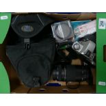 Canon EOS500n film camera, 28-80mm lens, 75-300mm zoom lens, case,