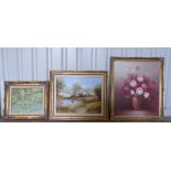 A collection of Heavy Gilt Framed Prints of landscape and Still Life Views(3):