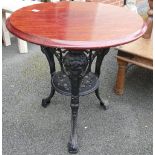 Cast Iron Britannia Style Pub table: with wooden top