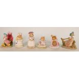 Seconds Royal Doulton figures: Mrs Apple, Mr Toadflax, Mrs Crusty Bread and similar resin figures.