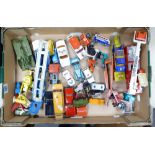 A collection of Matchbox and Dinky cars: trucks and car transporters (1 tray)