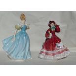 Royal Doulton Lady figures Christmas Time HN2110 & Enchantment HN2178(2)