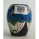 Moorcroft Rennie Rose Blue Vase: Designed by Rachel Bishop. Height 7.