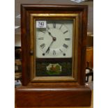 Rosewood cased late 19th century mantle clock: Standing 39cm and complete with key & pendulum.