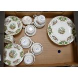 A collection of Coalport Broadway Green patterned tea ware: Seconds.