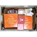 A collection of Boxed Spode Commemorative & Christmas Plates and Miniatures: