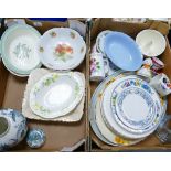 A mixed collection of items to include: Decorative dinnerware, novelty items etc. (2 trays).