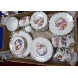 Late 19th century Continental transfer printed tea set: 32 pieces including plates, cups saucers,