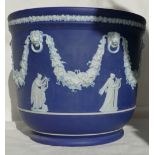 Large Wedgwood Dip Blue Planter: height 21cm