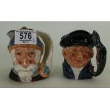 Royal Doulton medium character jugs: Don Quixote D6460 and Lobster man D6620 (2)