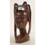 African Hardwood Bust of Young Girl: height 29cm