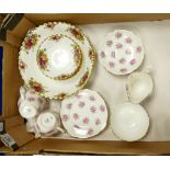 Duchess tea set and Royal Albert Old Country Rose fruit set: Duchess tea set - two cups missing