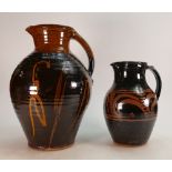 Clive Bowen & Ray Finch large Salt Glazed Jugs: height of tallest 36cm(2)