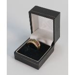 9ct gold dress ring: size O set with multicoloured semi precious stones, 3.8 grams.
