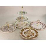 A collection of Ceramic Cake stands to include: Royal Doulton Glamis Thistle 3 tier item,