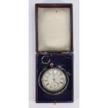 Silver pocket watch in box: makers J Jackson of Hanley.