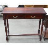 Dark Wood 2 Drawer Hall Table: 90 height 136cm length and 36cm deep