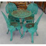 Painted Heavy Garden Table & matching chairs(5):