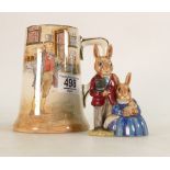 Royal Doulton items: Bunnykins figure Family Photograph DB1 and Dickens series ware tankard (piece