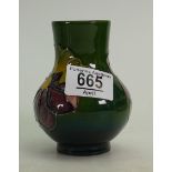 Moorcroft Pansy on Green Ground Vase: height 11cm