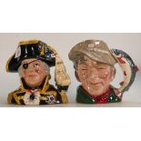 Royal Doulton Large Character jugs Vice admiral Lord Nelson D6932 with cert and The Poacher