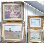 A collection of Heavy Gilt Framed Prints of landscape and Nautical Views(4):