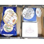 A mixed collection Royal Doulton and Similar commemorative and decorated wall plates: many boxed (2