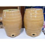 Two salt glazed pottery barrels: Height of tallest 31cm (2)