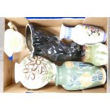 A mixed collection of item to include: large black Fireside cat, continental vases,