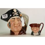 Royal Doulton large character jug Long John Silver D6335: and small Old Charley(2)