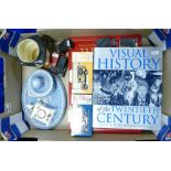 A mixed collection of items to include: Wedgwood Jasper ware items, hardback historical books,