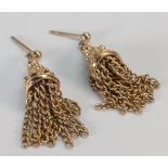 Pair 9ct gold tassel type earrings: 6.4 grams.