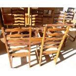 Mid Century New Plan Oak Extending Dinning table: together with matching chairs including