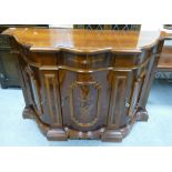 Italian Inlaid Walnut Credenza: 125cm wide x 88 height x 40.