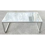 Modern Glass Topped Coffee Table: on chrome legs