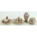 James Kent Chintz Du Barry Fenton Pottery items to include: Condiment set, breakfast set, pot pourri