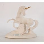 A white matt franklin mint figure of a unicorn: The Spirit of Romance by David Cornell. Height 19cm