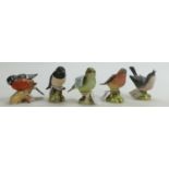 Beswick birds to include: Greenfinch 2105A, Stonechat 2274, Bullfinch 1042B, Chaffinch 991A and