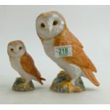 Beswick Barn owl: model 1046B together with a smaller owl model 2026. Both in matt (2)