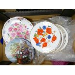A large Collection of Royal Albert & similar Floral Decorated Wall Plates: 2 trays