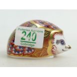 Royal Crown Derby Orchard Hedgehog: Royal Crown Derby Orchard Hedgehog. Gold stopper, boxed