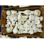 A mixed collection of floral pottery items to include: Aynsley Cottage Garden Lamp Base, Vases, Urns