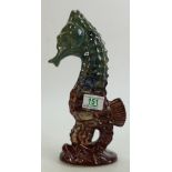 Anitia Harris stoneware sea horse figure: Gold signature to base