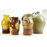 A collection of Salt Glazed Studio pottery to include: Large jugs and flagon, height of tallest