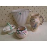 Spode large cream vase: Carlton ware Australian vase, Arther Wood Jug and Crown Ducal basket (4)