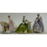 Royal Doulton Figurines: Secret thoughts HN2382 (cracked), Seat you to it HN2871 and Nicola