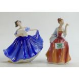 Royal Doulton lady figurines: to include Fleur HN2369 and Elaine HN2791 (2)