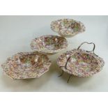 James Kent Chintz Du Barry Fenton Pottery items to include: Large and two smaller fruit bowls and